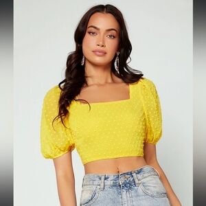 Yumi Kim yellow‎ textured summer shirt Sz Small